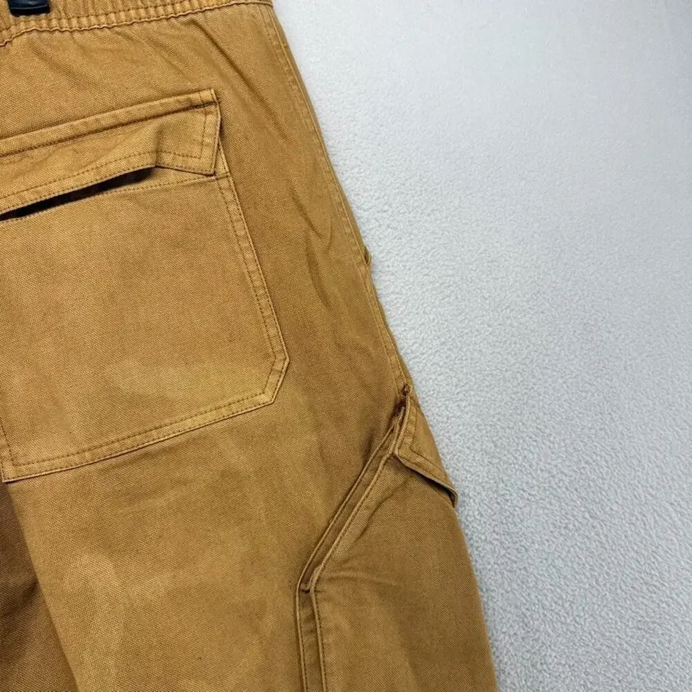 Jordan Pants Men's 2XL Brown Canvas Cargo Washed Chicago Elastic Waist Faded